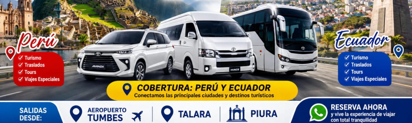 Flota de G&B D'Alexa: auto, van y bus turístico con cobertura en Perú y Ecuador